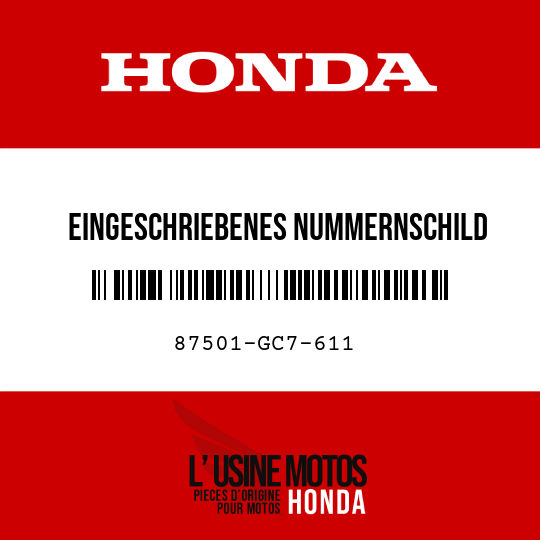 image de 87501-GC7-611 EINGESCHRIEBENES NUMMERNSCHILD