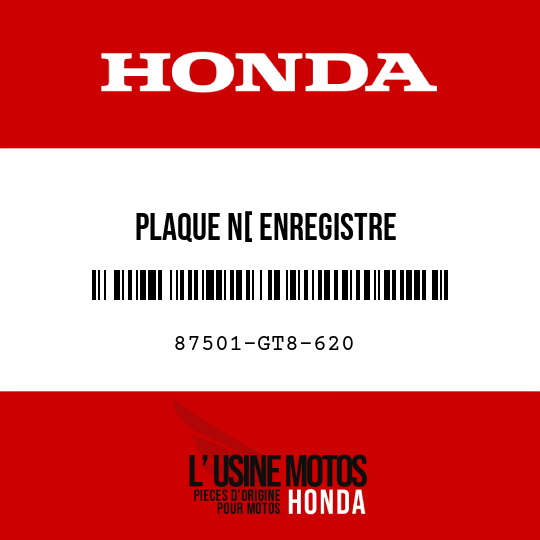 image de 87501-GT8-620 PLAQUE N[ ENREGISTRE