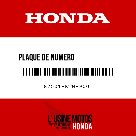 image de 87501-KTM-P00 PLAQUE DE NUMERO              D'ENREGISTREMENT
