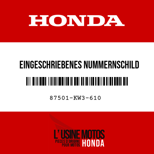 image de 87501-KW3-610 EINGESCHRIEBENES NUMMERNSCHILD