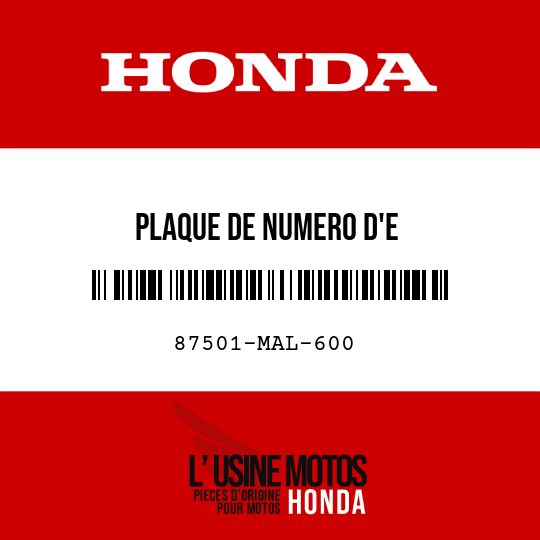 image de 87501-MAL-600 PLAQUE DE NUMERO D'E