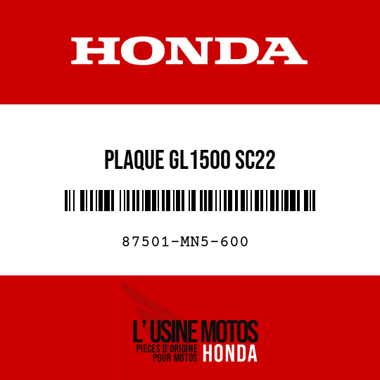 image de 87501-MN5-600 PLAQUE GL1500 SC22