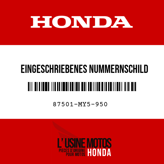 image de 87501-MY5-950 EINGESCHRIEBENES NUMMERNSCHILD