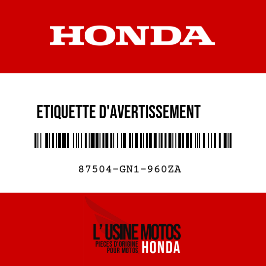 image de 87504-GN1-960ZA ETIQUETTE D'AVERTISSEMENT     EMPLOI (FRANCAIS) TYPEB 