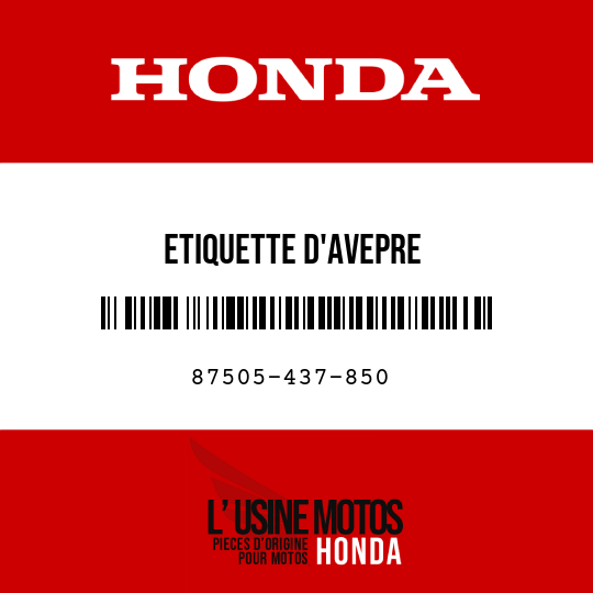 image de 87505-437-850 ETIQUETTE D'AVEPRE