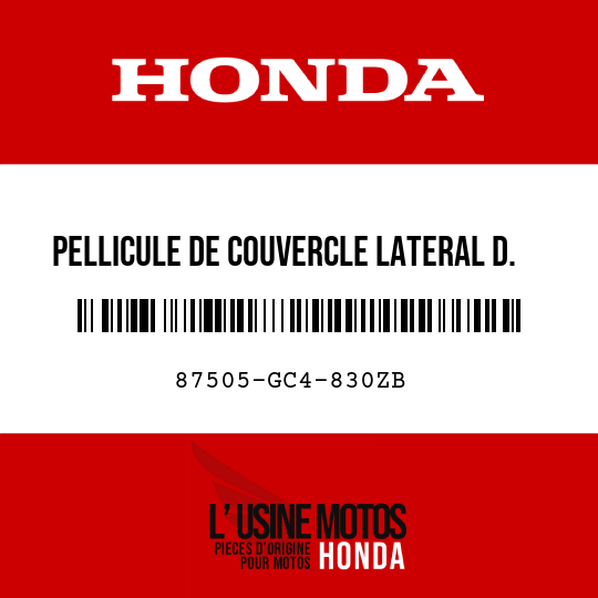 image de 87505-GC4-830ZB PELLICULE DE COUVERCLE LATERAL D. TYPE3 