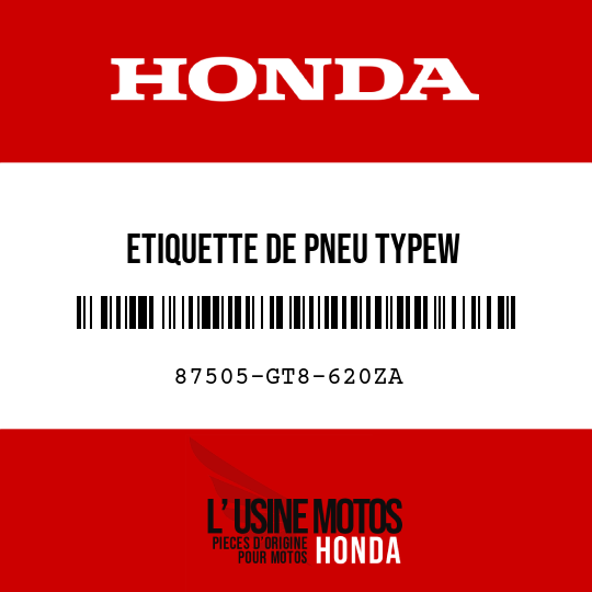 image de 87505-GT8-620ZA ETIQUETTE DE PNEU TYPEW 