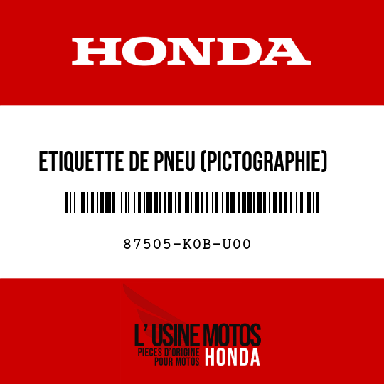 image de 87505-K0B-U00 ETIQUETTE DE PNEU (PICTOGRAPHIE)