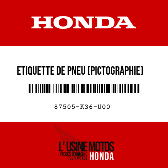 image de 87505-K36-U00 ETIQUETTE DE PNEU (PICTOGRAPHIE)