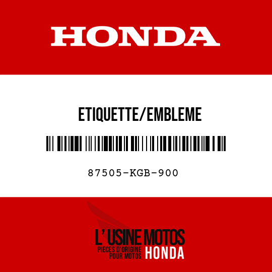 image de 87505-KGB-900 ETIQUETTE/EMBLEME