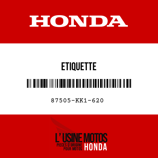 image de 87505-KK1-620 ETIQUETTE