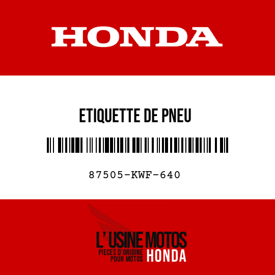 image de 87505-KWF-640 ETIQUETTE DE PNEU