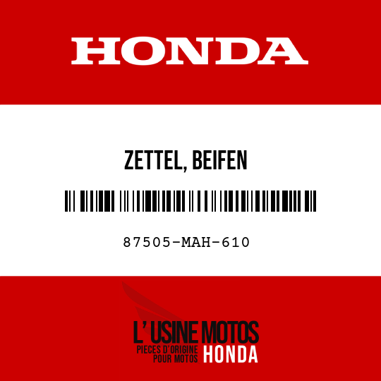image de 87505-MAH-610 ZETTEL, BEIFEN