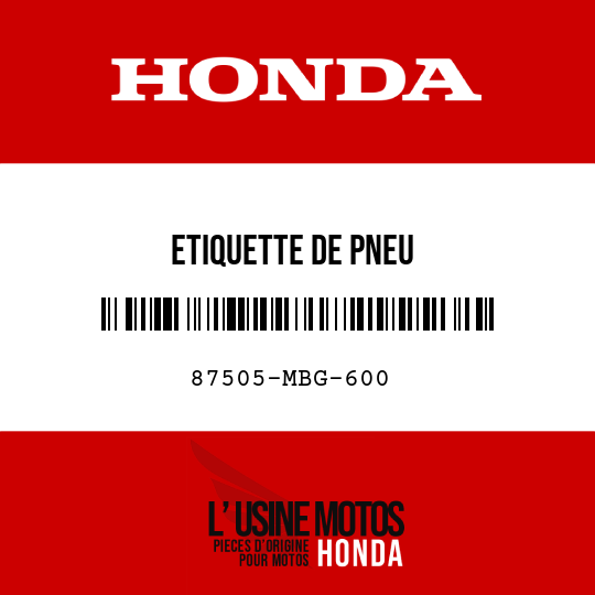 image de 87505-MBG-600 ETIQUETTE DE PNEU