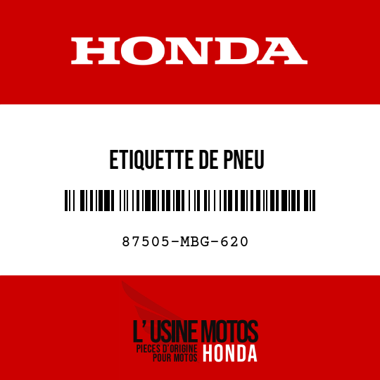 image de 87505-MBG-620 ETIQUETTE DE PNEU