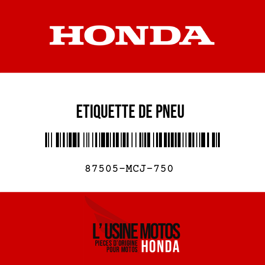 image de 87505-MCJ-750 ETIQUETTE DE PNEU