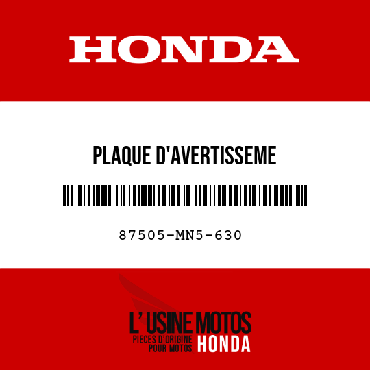 image de 87505-MN5-630 PLAQUE D'AVERTISSEME