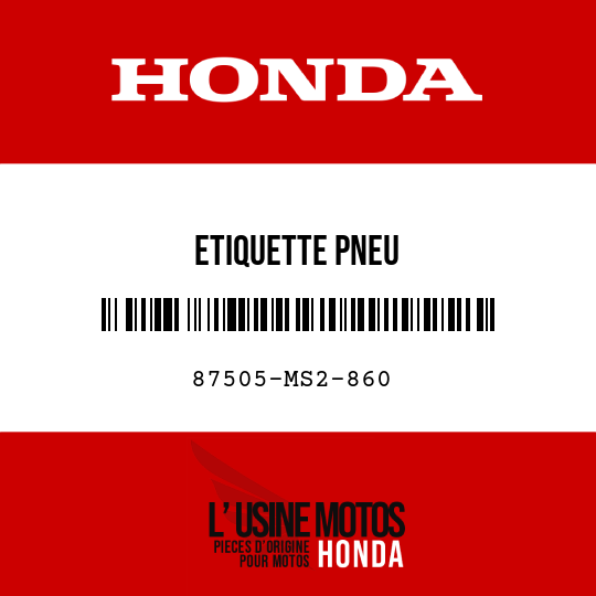 image de 87505-MS2-860 ETIQUETTE PNEU