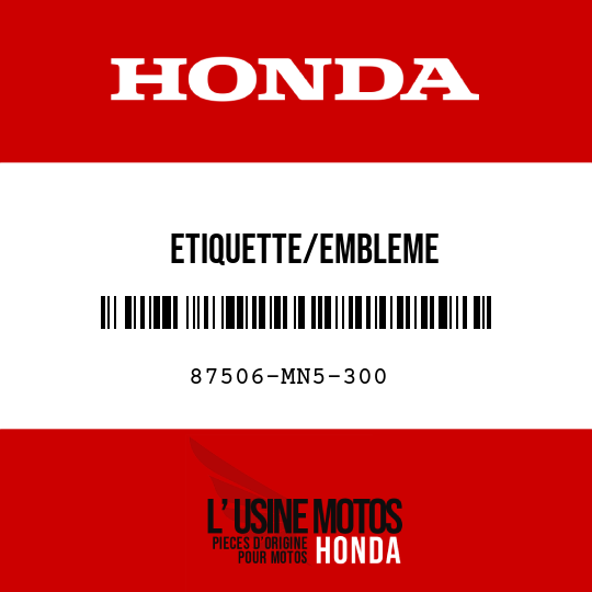 image de 87506-MN5-300 ETIQUETTE/EMBLEME