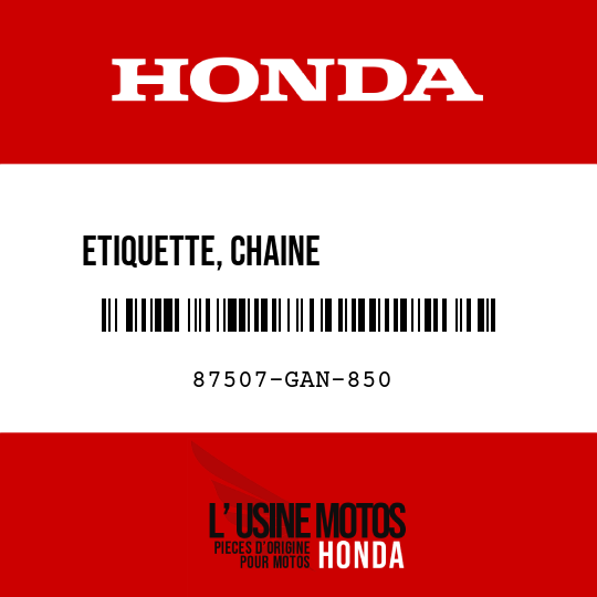 image de 87507-GAN-850 ETIQUETTE, CHAINE             D'ENTRAINEMENT