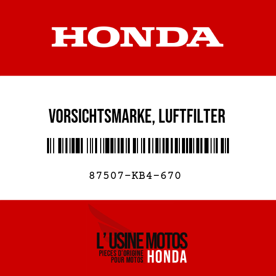 image de 87507-KB4-670 VORSICHTSMARKE, LUFTFILTER