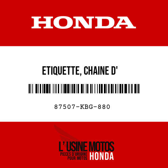 image de 87507-KBG-880 ETIQUETTE, CHAINE D'