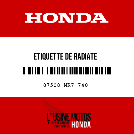image de 87508-MR7-740 ETIQUETTE DE RADIATE