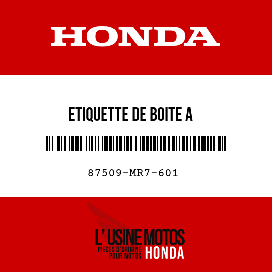 image de 87509-MR7-601 ETIQUETTE DE BOITE A