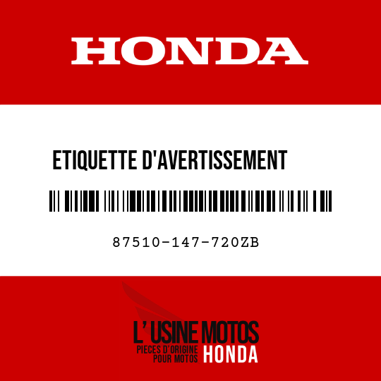 image de 87510-147-720ZB ETIQUETTE D'AVERTISSEMENT     OPERATEUR NH0 (FRANCAIS)