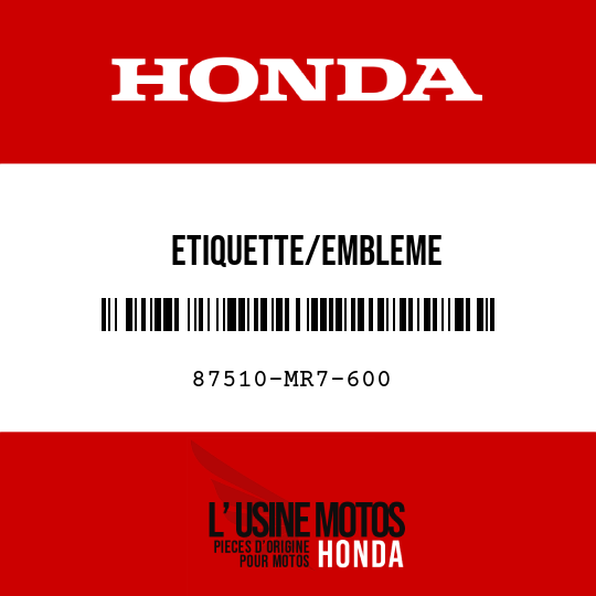 image de 87510-MR7-600 ETIQUETTE/EMBLEME