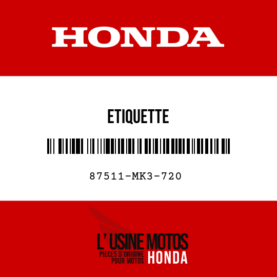 image de 87511-MK3-720 ETIQUETTE