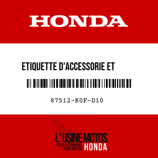 image de 87512-K0F-D10 ETIQUETTE D'ACCESSORIE ET     CHARGE