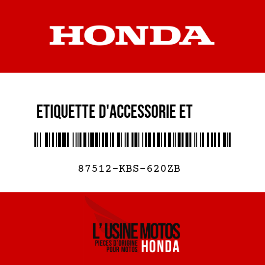 image de 87512-KBS-620ZB ETIQUETTE D'ACCESSORIE ET     CHARGE TYPEW 