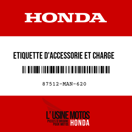 image de 87512-MAN-620 ETIQUETTE D'ACCESSORIE ET CHARGE (FRANCAIS)