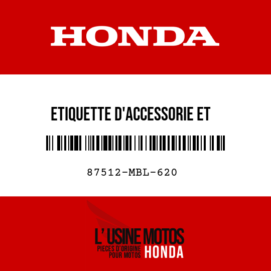 image de 87512-MBL-620 ETIQUETTE D'ACCESSORIE ET