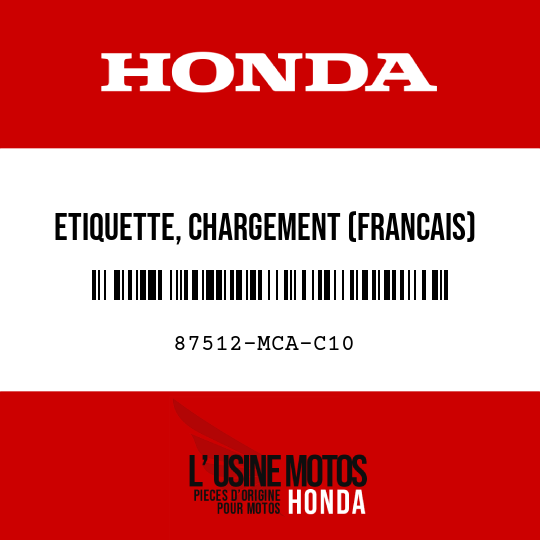 image de 87512-MCA-C10 ETIQUETTE, CHARGEMENT (FRANCAIS)