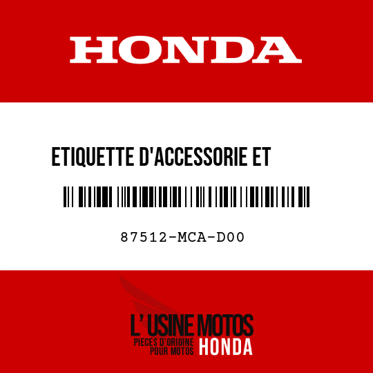image de 87512-MCA-D00 ETIQUETTE D'ACCESSORIE ET     CHARGE