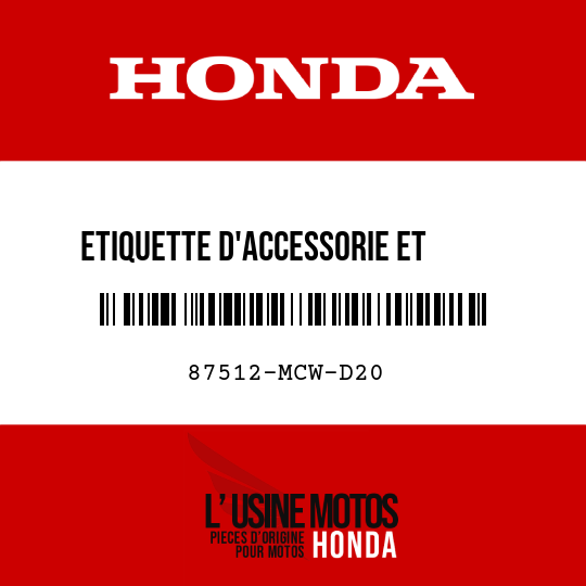 image de 87512-MCW-D20 ETIQUETTE D'ACCESSORIE ET     CHARGE