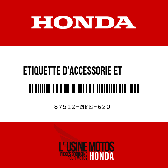 image de 87512-MFE-620 ETIQUETTE D'ACCESSORIE ET     CHARGE (FRANCAIS)