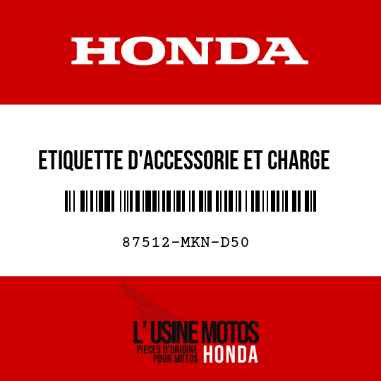 image de 87512-MKN-D50 ETIQUETTE D'ACCESSORIE ET CHARGE