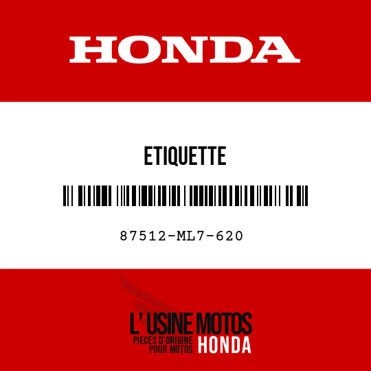 image de 87512-ML7-620 ETIQUETTE