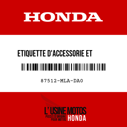 image de 87512-MLA-DA0 ETIQUETTE D'ACCESSORIE ET     CHARGE (PICTOGRAPHIE)
