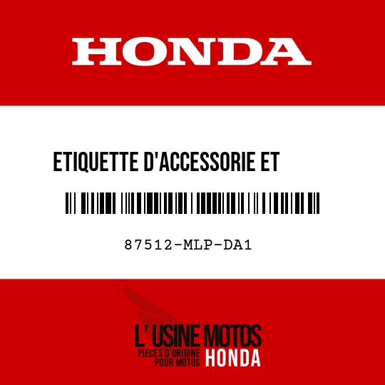 image de 87512-MLP-DA1 ETIQUETTE D'ACCESSORIE ET     CHARGE