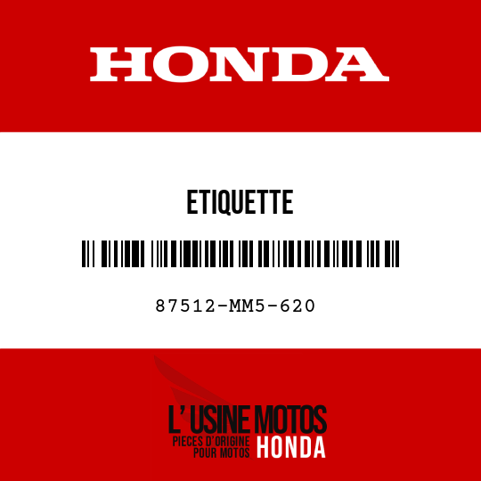 image de 87512-MM5-620 ETIQUETTE