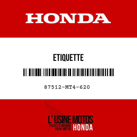 image de 87512-MT4-620 ETIQUETTE