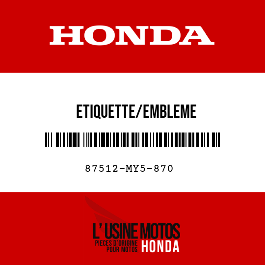 image de 87512-MY5-870 ETIQUETTE/EMBLEME