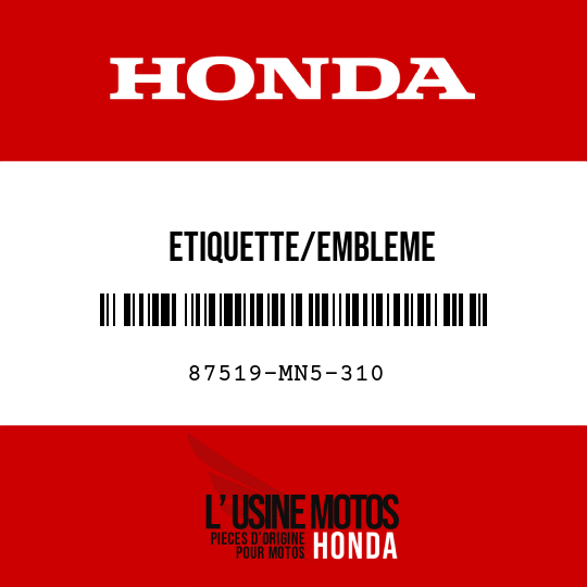 image de 87519-MN5-310 ETIQUETTE/EMBLEME
