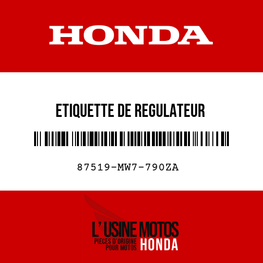 image de 87519-MW7-790ZA ETIQUETTE DE REGULATEUR D'AMORTISSEUR TYPEG 