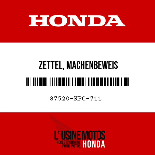 image de 87520-KPC-711 ZETTEL, MACHENBEWEIS