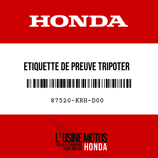 image de 87520-KRH-D00 ETIQUETTE DE PREUVE TRIPOTER